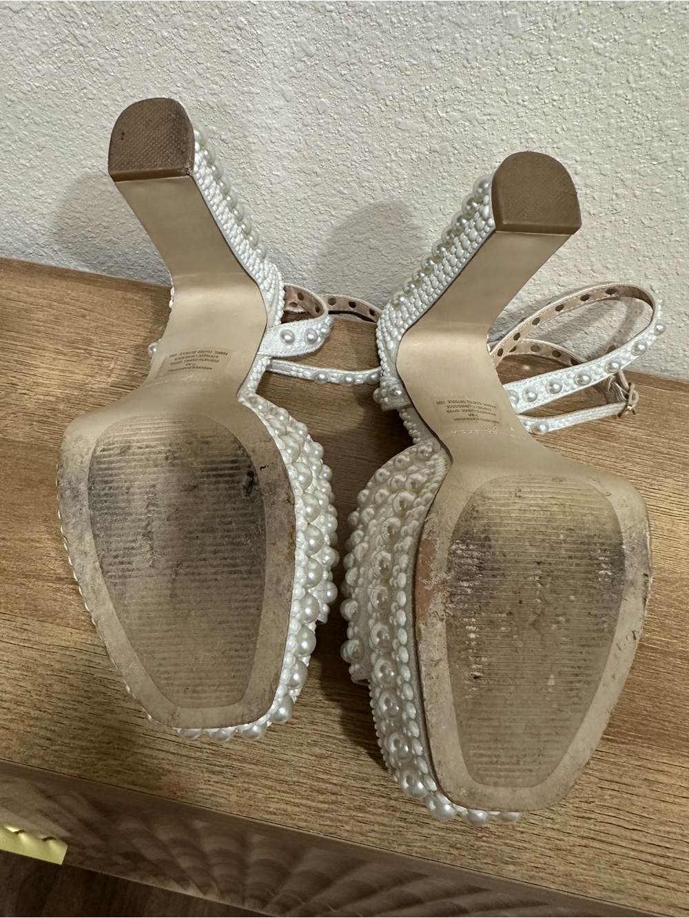 Steve Madden Womens Bridal Pearl Embellished Ankle Strap Block Heel Platform - Picture 6 of 7